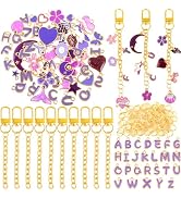 NEBURORA Bag Charms Kit Lip Gloss Keychain Making Kit,56 Cute Charms 10 Keychain Clips with Key C...