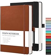 RETTACY Graph Grid Paper Notebook, 2-Pack, 192 Pages per Pack, A5 Medium Size (5.7'' x 8.3''), Le...