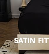MR&HM Satin Fitted Sheet Queen Size, Silky Bottom Sheet with Elastic Corner Straps, Deep Pocket u...