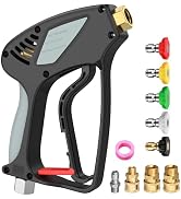 CAMWAY Short Pressure Washer Gun 5000 PSI/10.5 GPM - 3/8" 360 Degree Swivel USA-NPT Thread Quick ...