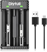 18650 Battery Charger, Dlypow 2 Bays Battery Charger with Auto-Charging Current for IMR/ICR Li-io...