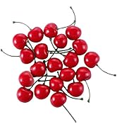 Tiosen 20Pcs Artificial Cherry Ornaments, Red Lifelike Mini Fruit Model Home Decor Photography Props