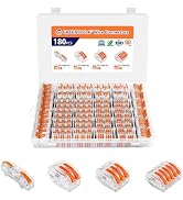 GreenCycle 180PCS Lever Wire Connectors Kit, Quick Push-in Wire Splice Connectors with Voltage Te...