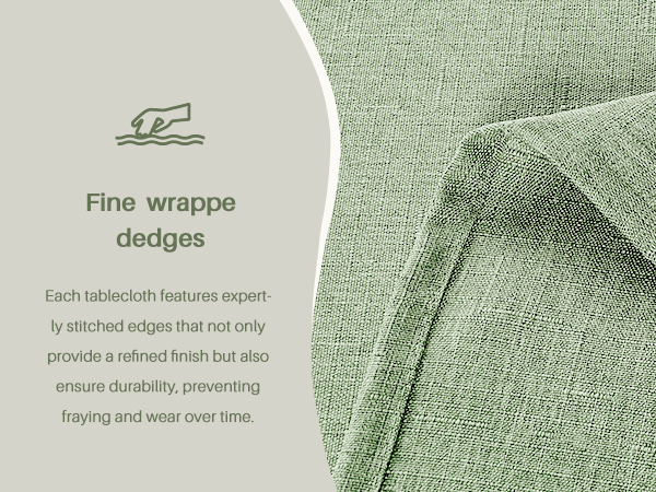 IVAPUPU Textured Linen Rectangle Table Cloth, Sage Green
