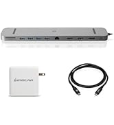 IOGEAR USB-C Triple Display Dock Station - 4K 60Hz GUD3C4K3 with USB-C 6Ft Cable and 100W USB-C G...