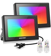 MEIKEE 35W RGB Flood Lights, RGBW Color Changing LED Floodlights with US Plug, IP66 Waterproof Ou...