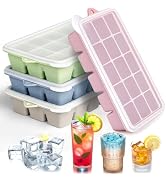 Upgraded Ice Cube Tray with Lid, Silicone Ice Trays with Spill-Proof Lids, Easy Release Ice Trays...