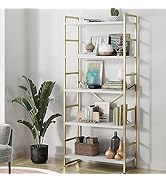Shintenchi 5 Tiers Bookshelf, Classically Tall Bookcase Shelf,Industrial Book Rack,Modern Book Ho...