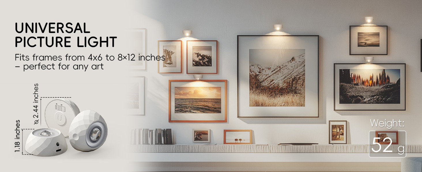 lights over pictures on wall