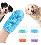 YUEYUEJIA Dog Toothbrush Finger Toothbrush Dog Tooth Brushing Kit 4Pack Dog Finger Toothbrush for...