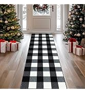 FONEYI Buffalo Plaid Rug 20 x 59 Inches, Non Slip Black and White Check Rugs Indoor or Outdoor Ru...