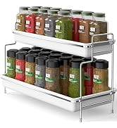 Simple Houseware 2-Tier Spice Rack Kitchen Bathroom Organizer Countertop Shelf, White