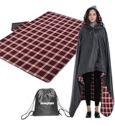 DUKUSEEK Hooded Camping Blanket, Waterproof Windproof Stadium Blankets, Large (79x59) for Outdoor...