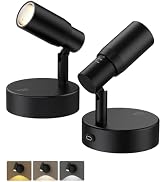 PESUTEN Spot Lights Indoor, Rechargeable Picture Light with Remote, Dimmable CCT Spotlight for Wa...