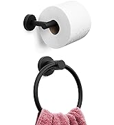 Towel Holder for Bathroom Wall with Matte Black Toilet paper holder.