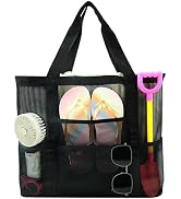 ASBEFORE Mesh Beach Bag Shower Caddy for Dorm Room Essentials, Portable 9-Pockets Large Hanging S...