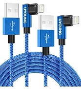 90 Degree iPhone Charger 6 FT 2 Pack Apple MFi Certified Lightning Cable Long Nylon Right Angle F...