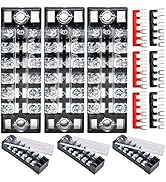 Terminal Blocks 6 Position 12PCS 6 Set, Screw Terminal Block Dual Row Buss Bar Wire Terminal 600V...