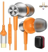 COOYA USB C Headphones HiFi Stereo In-Ear Wired Earbuds with Mic Volume Control for iPhone 17 16 ...