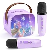 Kids Karaoke Machine for Kids Frozen Toys for Girl Gift, Mini Karaoke Machine With 2 Wireless Mic...