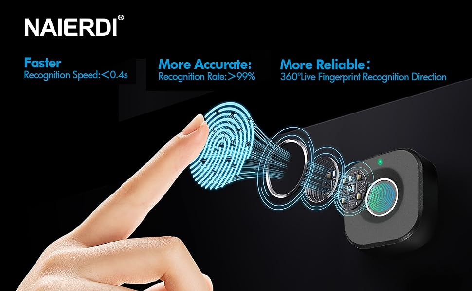 This keyless cabinet lock is an advanced fingerprint lock