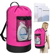 WELIDAY Laundry Bag Backpack with 3 Sizes Mesh Wash Bags and Shoulder Straps Foldable Clothes Ham...