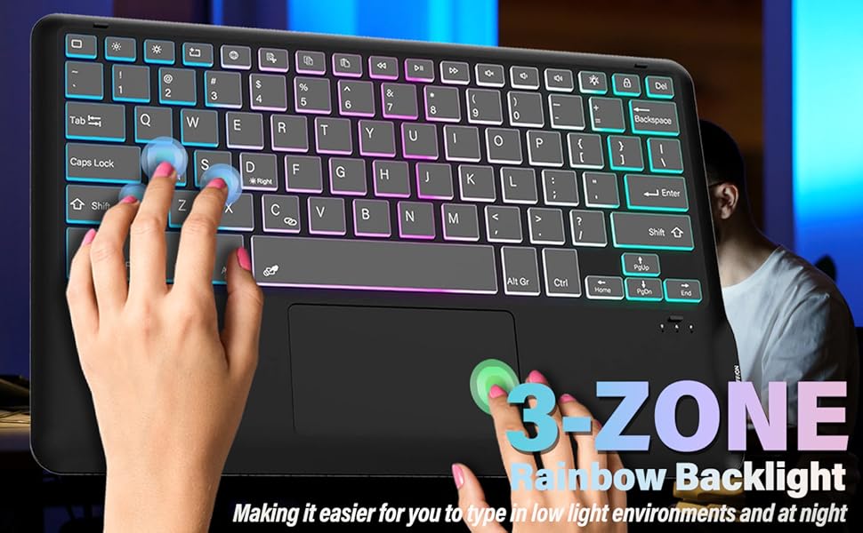 3-zone backlight keyboard with trackpad