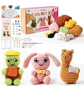 A-URA Learn to Crochet Kit for Beginners Kids and Adults, Premium 3 Animal Pattern Large Size Beg...