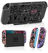 Gurgita Dockable Protective Case for Nintendo Switch 2 2025 - Cute Cartoon Purple Design Clear TP...