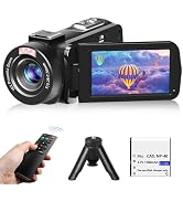 Video Camera, Full HD 1080P 30MP Camcorder, Vlogging Camera for YouTube with Infrared Night Visio...