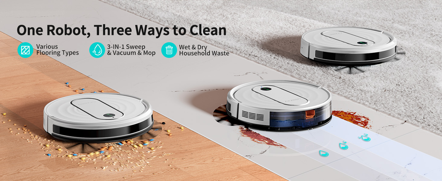 One Robot, Three ways to clean