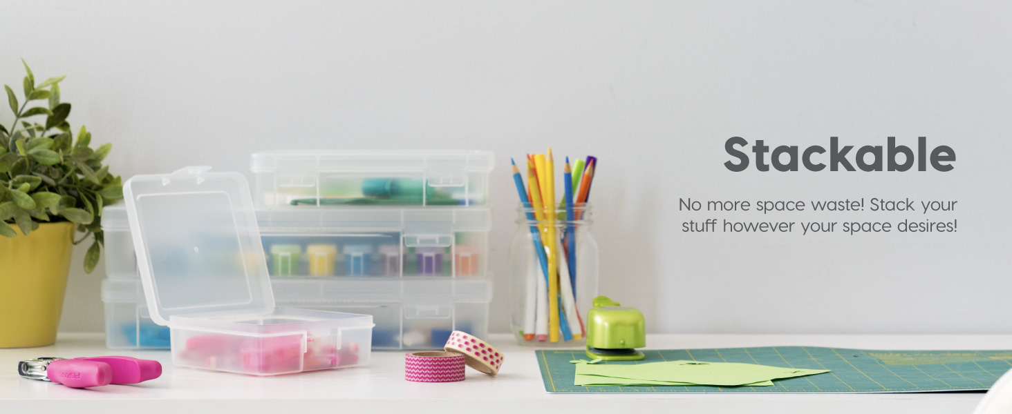 pencil box storage container lids craft organizer clear art supply plastic small hobby school