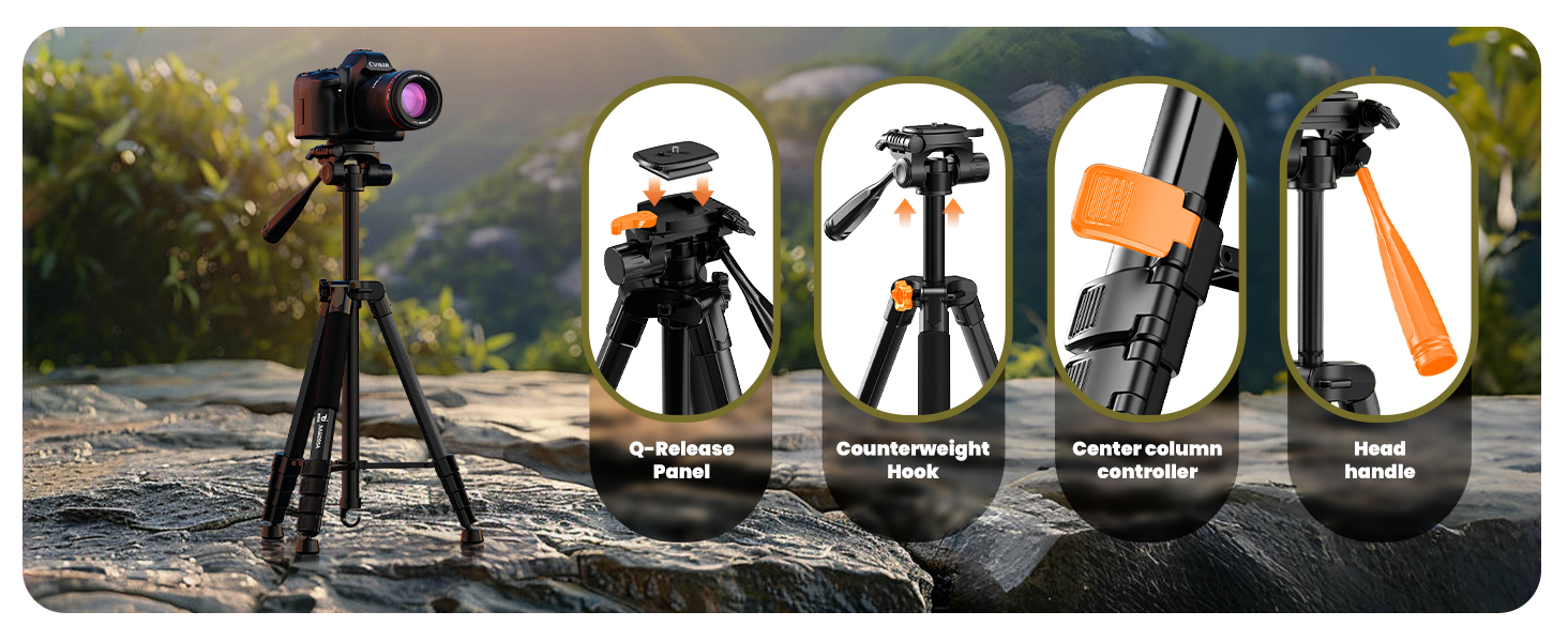 Flexible control with simple operation sab265a camera tripod