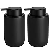 Hand Soap Dispenser for Bathroom Decro, Matte Black Ceramic Liquid Pump Bottles Refillable Dish D...