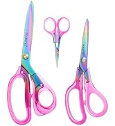 SCAIKTIG Acrylic Scissors Set, Office Scissors for Desk Heavy Duty, Pink Clear Comfort-Grip Handl...