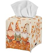 doginthehole Thanksgiving Gnomes Tissue Box Holder Autumn Maple Leaf Square Tissue Box Cover Faci...