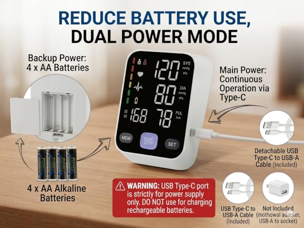 Dual power mode blood pressure monitor
