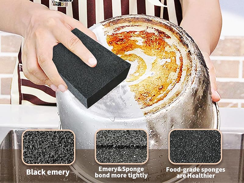 Display of the cleaning effect of the black pot brush.
