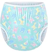 LittleForBig Washable Reusable Waterproof Adult Plastic Pants Pull Up Diaper Cover - Full Print B...