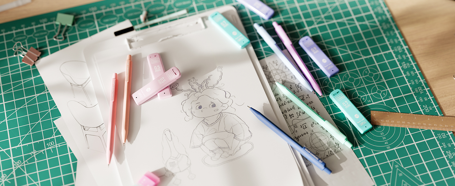 Cute Mechanical Pencil Set 0.5 0.7 0.9 mm 0.5mm 0.7mm 0.9mm