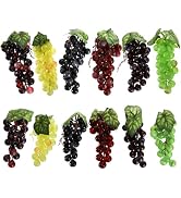 ZEAYEA 12 Bunches Artificial Grapes, Simulation Lifelike Grape Clusters, Decorative Rubber Fake G...