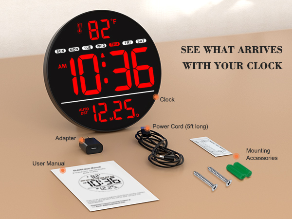 digital wall clock with large led display