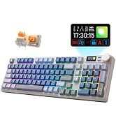 iRocks K85R RGB Mechanical Keyboard (Aurora Blue, Silent Bubble Switch) | Wireless 98 PBT Keys Ba...