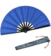 HONSHEN Small Folding Hand Fan Blue, Kung Fu Tai Chi Plastic- Nylon Hand Held Dance Folding Fans ...