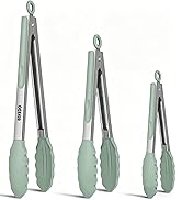 EEKEDO Kitchen Tongs, Stainless Steel Cooking Tongs with Silicone Tips, 600ºF High Heat-Resistant