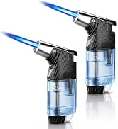 2 Pack Jet Flame Torch Lighter, Refillable Butane Lighter with Visible Fuel Window, Adjustable Wi...