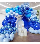 Blue Balloon Arch Kit, 102pcs Royal Blue Pastel Blue Metallic Blue Difference Sizes Latex Balloon...