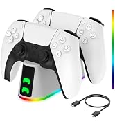 PS5 Slim Controller Charger Station,Fast Charging Ps5 Controller Charger for Edge & Dual Controll...