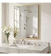 Pocetry 30"x36" Gold Bathroom Mirror for Wall, Shatterproof Tempered Glass, Brass Tone Rectangle ...