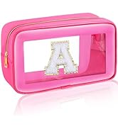 URSKYTOUS Initial Clear Makeup Bag Large Travel Toiletry Bag Personalized Preppy Cosmetic Bag Che...